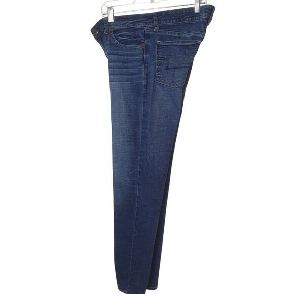 American Eagle Womens Jeans 12 Long Blue Super Stretch Denim Mid Rise AEO Flex - Picture 4 of 7
